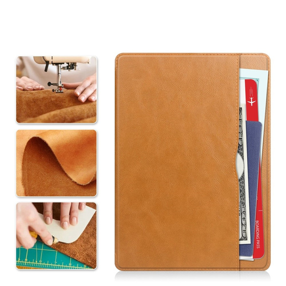 Tok iPad 10.2 2021 / 2020 / 2019, Business Card and Pen Slotl, barna