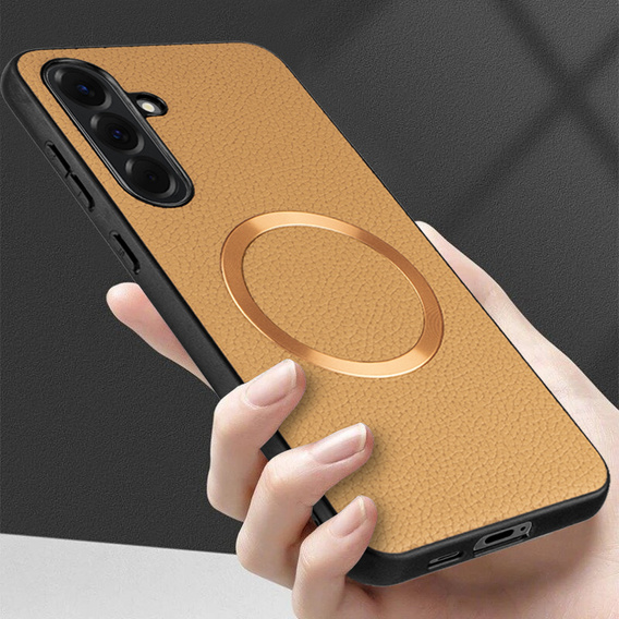 Telefontok a Samsung Galaxy A56 5G, Leather Hybrid MagSafe, arany
