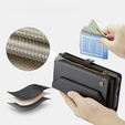 Tok CASEME Samsung Galaxy S25 FE, RFID Leather Wallet, vállpánttal, fekete