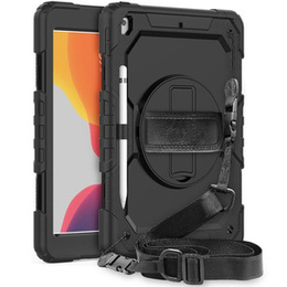 Páncélozott tok iPad 10.2" 2021/2020/2019 (9/8/7 gen.) iPad Pro 12.9 1, védő 360, hely a tollnak, fekete