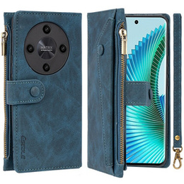 Pattintható tok a Honor Magic 6 Lite 5G, Wallet Zipper Pocket, kék