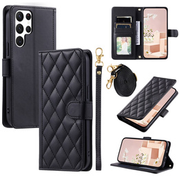 Flap tok Samsung Galaxy S25 Ultra, Rhombus Crossbody Leather, fekete