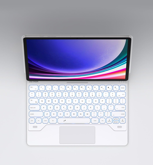 Billentyűzet tok Samsung Galaxy Tab S7+ / S7 FE / S9+ / S8+ / S9 FE+ / S10+, Dexnor Magnetic Keyboard Touchpad, fehér