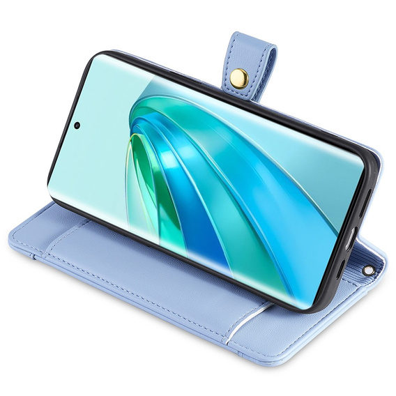 Pattintható tok a Honor Magic5 Lite, Wallet Zipper Pocket, kék