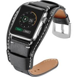 Bőrszíj Apple Watch 1/2/3/4/4/5/6/7/8/SE/Ultra 42/44/45/49mm, fekete