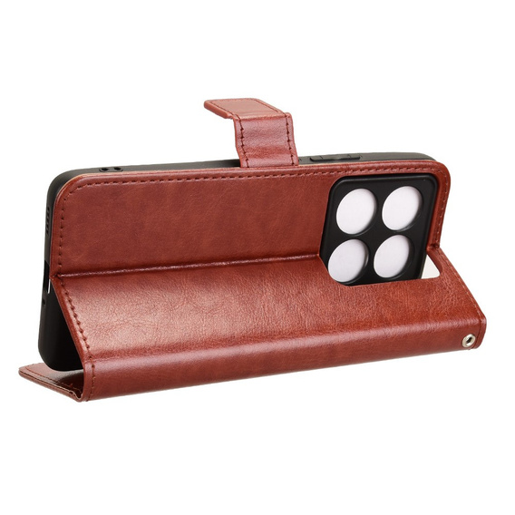 Pattintható tok a Xiaomi 14T Pro, Crazy Horse Wallet, barna