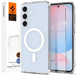 MagSafe Spigen tok Samsung Galaxy S24 FE, Ultra Hybrid, átlátszó / fehér + 9H edzett üveg