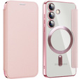 Pattintható tok a Samsung Galaxy S24, RFID Wallet MagSafe CamShield, rózsaszín