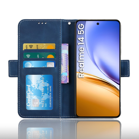 Pattintható tok a Realme 14 5G / Realme 14T 5G, Card Slot, sötétkék