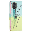 Pattintható tok a Oppo A38 4G / Oppo A18 4G, Wallet, Feather kék / sárga