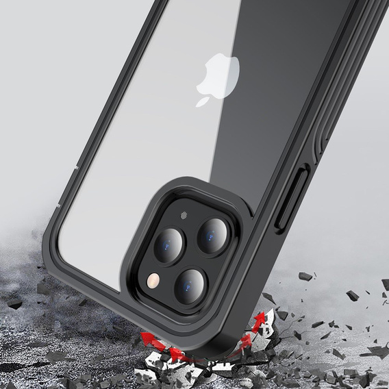 Tok iPhone 12/12 Pro készülékhez, Shockproof, fóliával, fekete