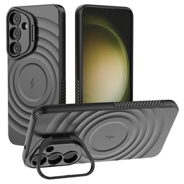 Tok Samsung Galaxy S25, Ripple Kickstand, MagSafe-hoz, fekete