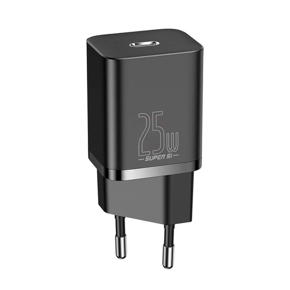 Baseus Super Si PD 25 W USB-C hálózati töltő + USB-C kábel, fekete