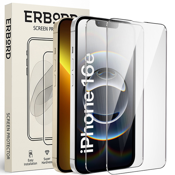 2x edzett üveg a iPhone 13/13 Pro, ERBORD 9H Hard Glass a képernyőn
