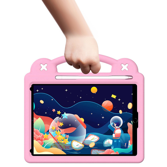 Gyermek tok iPad 10.2" 2021/2020/2019 (9/8/7 gen.) / Air 10.5" 2019 (3 gen.), Cute Patterns, állvánnyal, rózsaszín