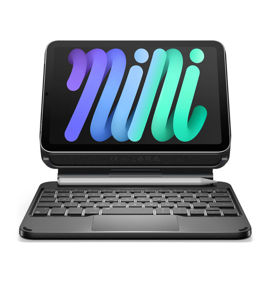 Billentyűzet tok iPad mini 8,3" 2021 (6. generáció) / iPad mini 8,3" 2024 (7. generáció) készülékekhez, Dexnor mágneses billentyűzet érintőpad, fekete