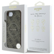 GUESS Telefontok a iPhone 16E, 4G Ring Classic Logo, barna
