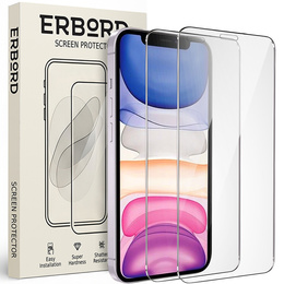 2x edzett üveg a iPhone XR/11, ERBORD 9H Hard Glass a képernyőn