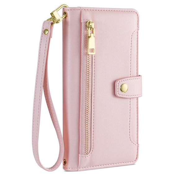 Pattintható tok a Samsung Galaxy A16, Wallet Zipper Pocket, rózsaszín