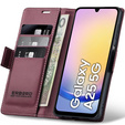 Tok Samsung Galaxy A25 5G, ERBORD Glossy Litchi, pénztárca patenttal, piros