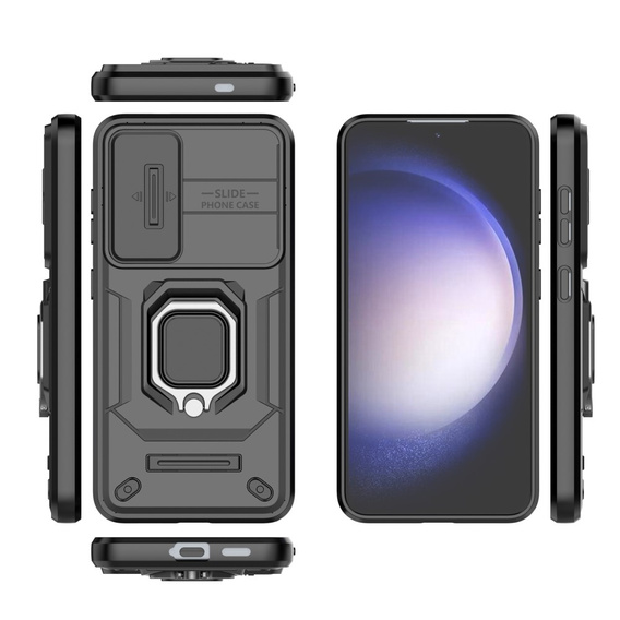 Telefontok a Samsung Galaxy S24, KickStand Camera Lens, fekete