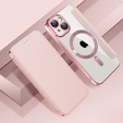 Pattintható tok a iPhone 15, RFID Wallet MagSafe CamShield, rózsaszín
