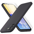 A tok Samsung Galaxy A15, Silicone Lite, fekete + 9H üveg
