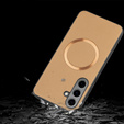 Telefontok a Samsung Galaxy S24 FE, Leather Hybrid MagSafe, arany