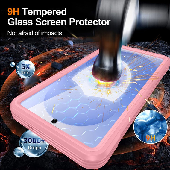 Üveges, ütésálló tok MagSafe-hez Samsung Galaxy S26-hoz, rózsaszín