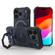 Tok iPhone 17 Pro készülékhez, MagSafe, páncélozott, állvánnyal, kék