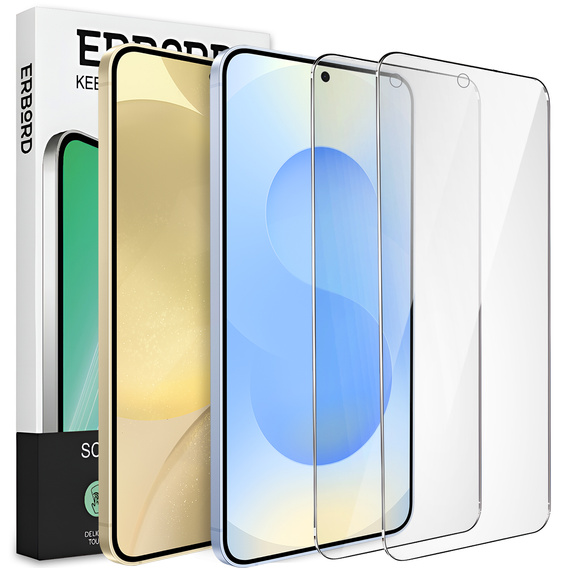 2x edzett üveg a Samsung Galaxy S24+/S25+ Plus, ERBORD 9H Hard Glass a képernyőn