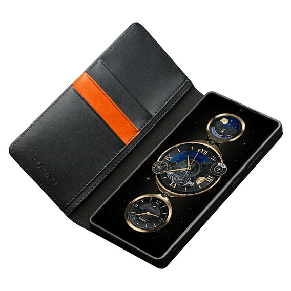 Flip tok Samsung Galaxy S25 Ultra, QIALINO Leather Wallet, fekete