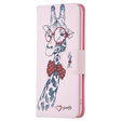 Pattintható tok a OPPO A57 / A57s, Wallet, giraffe, rózsaszín