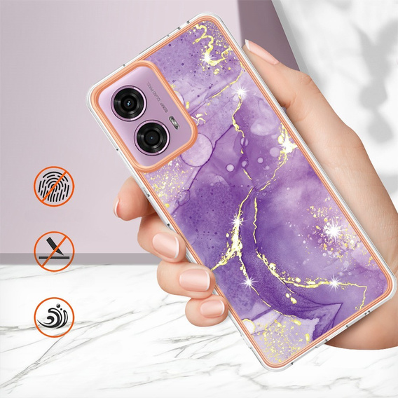 Védő tok Motorola Moto G24 / G24 Power / G04, Marble Slim Case, sötétlila