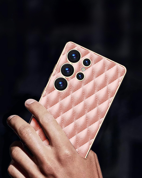 Tok Samsung Galaxy S25 Ultra, Leather Rhombus, rózsaszín