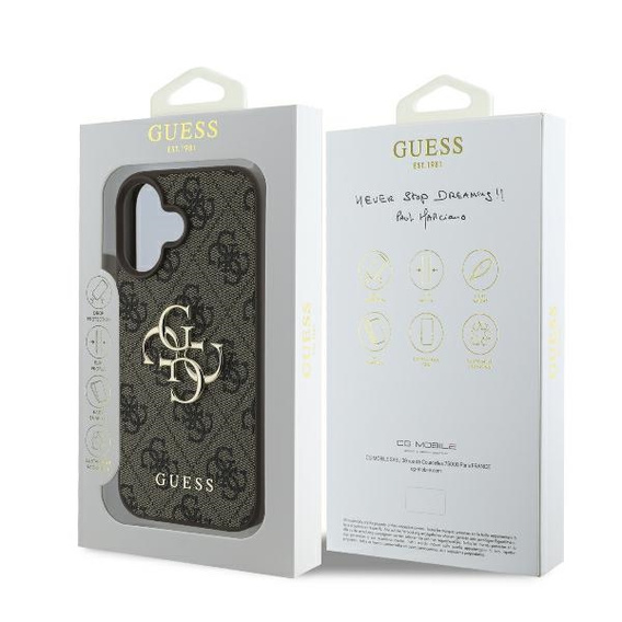 GUESS 4G Nagy fém logós tok iPhone 16-hoz