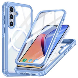 Tok Samsung Galaxy S24 FE-hoz, Shockproof, üveggel, MagSafe-hoz, kék