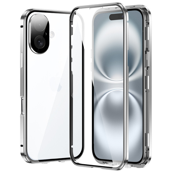 Tok iPhone 16, Magnetic Dual Glass, ezüst