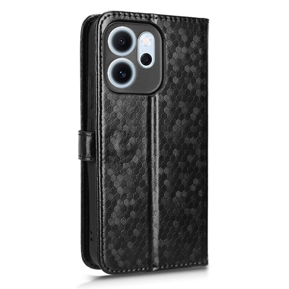 Pántos tok Oppo Reno 14F, pénztárca Rhombus, fekete