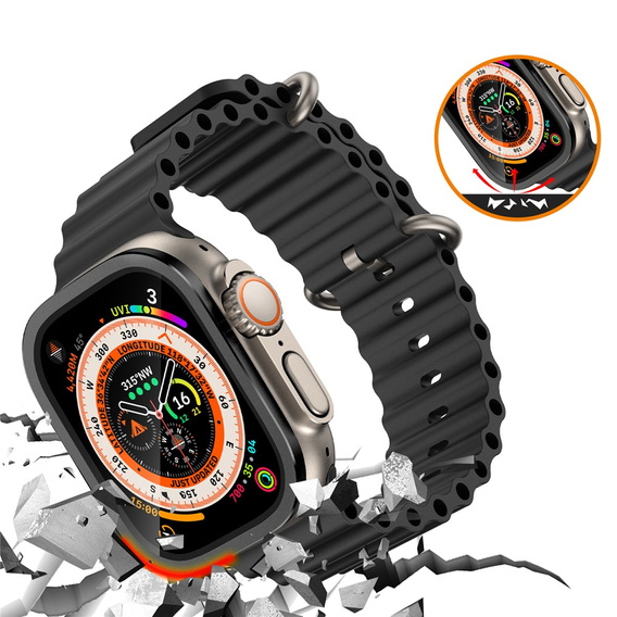 Védőkeret edzett üveggel az Apple Watch Ultra 1/2/3 49 mm-es órájához