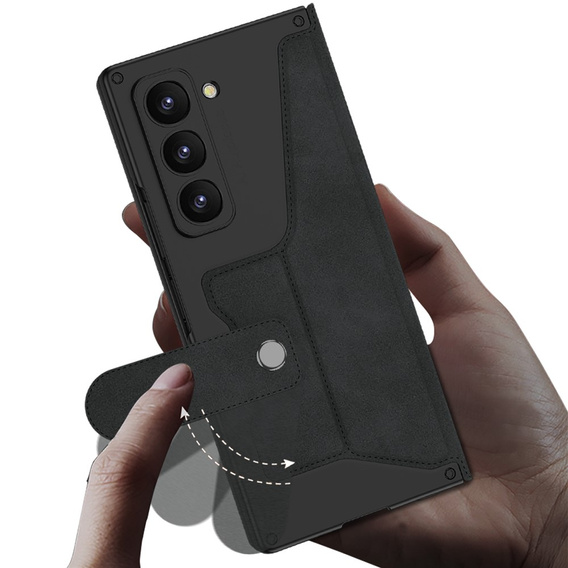 Tárca tok fekete tok patenttal Samsung Galaxy Z Fold 7 5G számára
