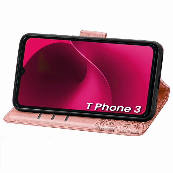 Pattintható tok a T Phone 3 5G, Butterfly, rózsaszín rose gold