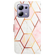 Pattintható tok a Xiaomi Redmi Note 13 Pro 4G / Xiaomi Redmi Note 14S / Xiaomi Poco M6 Pro 4G, Wallet, Marble rózsaszín