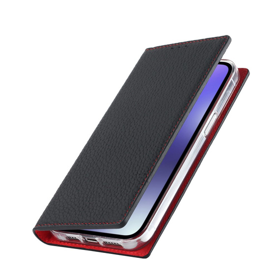 Pattintható tok a iPhone 15 Pro Max, Litchi Skin Grain, fekete