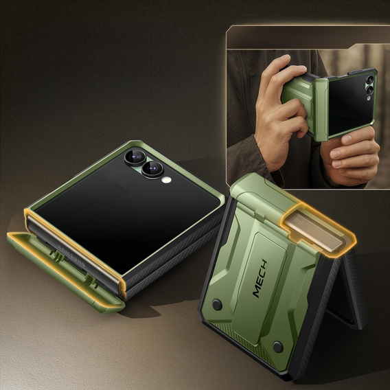 Tongate MECH tok MagSafe-val a Samsung Galaxy Z Flip7 FE / Z Flip6 készülékhez, zöld színű