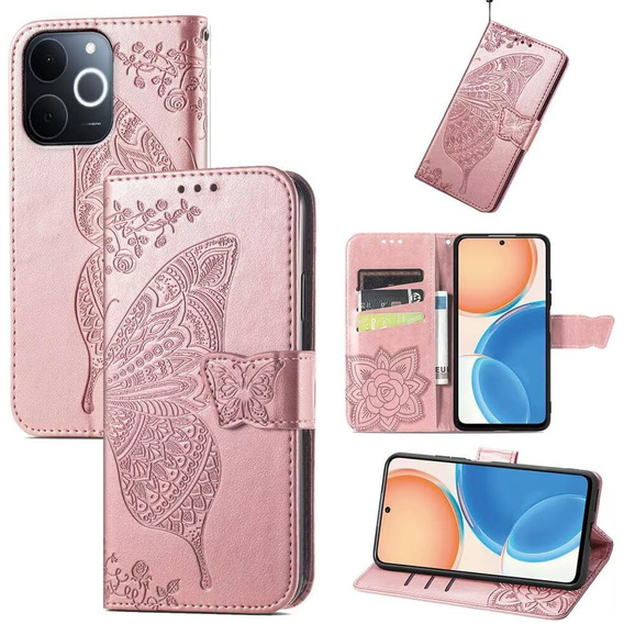 Pattintható tok a Realme Note 70T 4G, Butterfly, rózsaszín rose gold