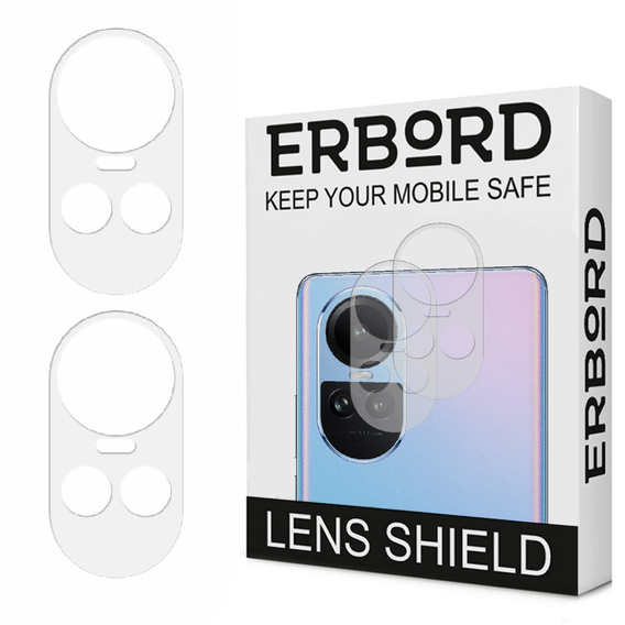 2x ERBORD edzett üveg a kamera számára, hogy Oppo Reno 10 / 10 Pro, átlátszó