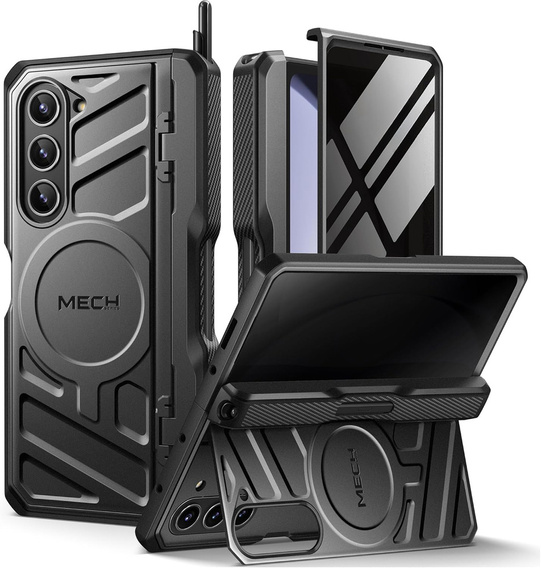 Páncélozott tok Samsung Galaxy S24 Ultra, TONGATE MECH sorozat gyűrűvel, fekete