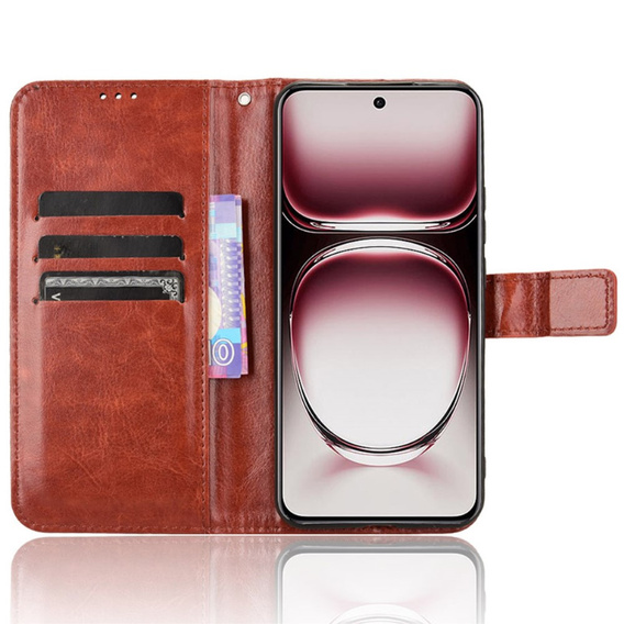 Pattintható tok a Oppo Reno 12, Crazy Horse Wallet, barna