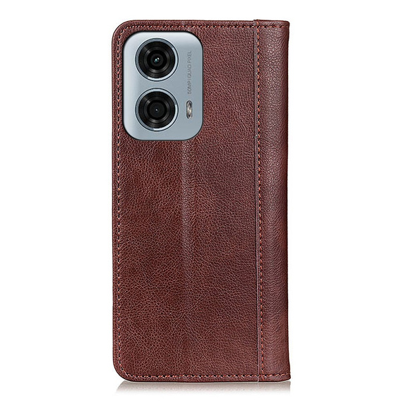 Pattintható tok Motorola Moto G04 / G24 / G24 Power, Split Leather, barna